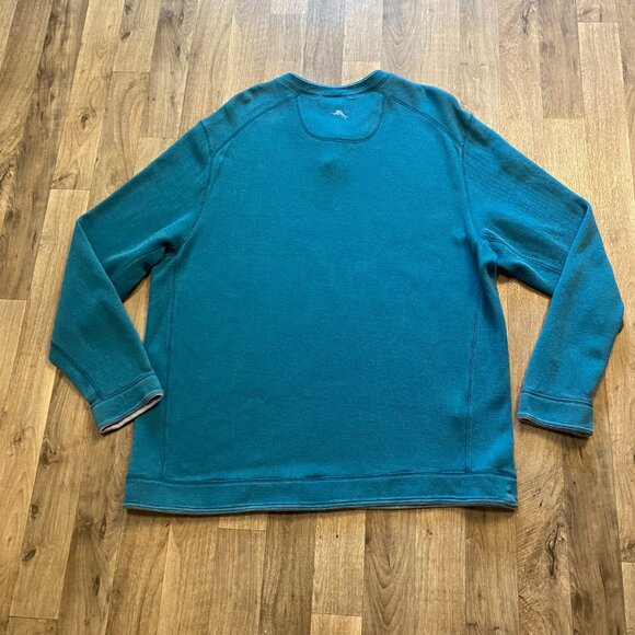 Tommy Bahama Reversible Men's XXL Sweater Teal Gray (stained) - Picture 2 of 7